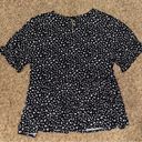 Paper Crane  shirt black floral blouse, elastic at short sleeves, size small Photo 1