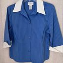 Worthington  Petite Stretch Button Down White Collar Shirt Size PM Photo 0