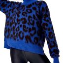 Sweaty Betty  Women’s Jacquard Electric Blue Leopard Print Mohair Sweater Small Photo 0