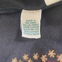 L.L.Bean  Women Top Crew Neck Long Sleeve Embroidered Floral Hem Button Up L Black Photo 5