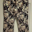 Soft Surroundings  Moonstruck Gold Foil Metallic Floral Pull On Pants Size Medium Photo 2