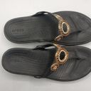 Crocs  Sandals Womens 6 Sanrah Diamante Wedge Flip Flop Black Platform Beaded Photo 6