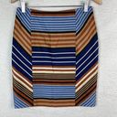 J. McLaughlin ‎ Indigo Montecito Striped Pencil Skirt Size 4 Career Classic Photo 0