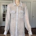 Equipment  Femme Sheer 100% Silk Shirt Button Up Tan zebra Print Medium FLAWED Photo 12