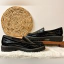 Donald Pliner Hope Crocodile Embossed Patent Leather Lug Sole Platform Loafers Photo 6