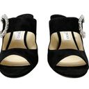 Jimmy Choo  Saf Black Suede Crystal Embellished Buckle Sandal High Heel Mules Photo 3