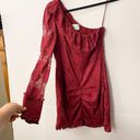 Alexis  One Shoulder Lace Ilana Dress Burgundy Size Medium Photo 3