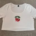 SheIn  Cherry Graphic Print Short Sleeve Square-Neck Crop Top Photo 0