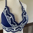 Becca  Delilah Starry Night Crochet Bikini Halter Top Blue/White Size Medium NWT Photo 3