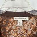 Coldwater Creek  Boho Button Up Tunic Top Cover Up Brown Sheer Pleated Size XL Photo 9