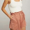 Good American  Snatched Paperbag Waist Faux Suede Shorts In Dusty Rose Photo 0