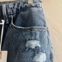 Good American Women's 90s Mom Jeans Size 6/28 Straight Leg Denim Ripped Knee NWT Photo 5