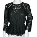 EXPRESS  Shirt Women Small Black Sheer Lace Peplum Blouse Party Cocktail Festival Photo 0