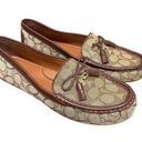 Coach  Women’s Moira Loafer in Signature Jacquard Khaki/ Saddle Brown Size 10 Photo 0