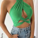 SheIn Green Cross Top Photo 2