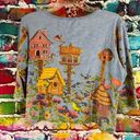 Christopher & Banks  Cropped 3/4 Sleeve Coastal Grandma Birdhouse Shirt To Blouse Photo 1