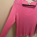 Lilly Pulitzer  Vintage Barbie Pink V-Neck Ribbed Long Sleeve Tee Size XL (Flaw) Photo 3