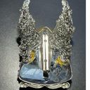 Signed Jane Vintage Angel Wings Brooch Pin with Rhinestone Silver Tone 2 Photo 4