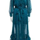 MISA Los Angeles MISA Gabriella Ruffle Trim Midi Dress in Metallic Teal Size XS NWT Photo 2