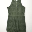 Pink Rose lace boho romper racer back olive green size L Photo 0