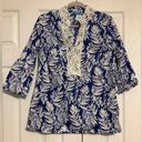 OP Ocean Pacific‎ Hawaiian leaf pattern blouse with crochet detailing size L 12-14 Photo 0