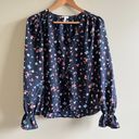 Joie  Women's Bolona Blouse Long Sleeve Printed Navy‎ Button Front Top Size M Photo 0