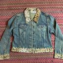 RETRO Y2K CHEETAH TRIM RHINESTONE JEAN JACKET Blue Size M Photo 0