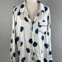 Eberjay Eberjey Women Button Up Long Sleeve Pajama Top Size XL White Blue Polka Dot Silk Photo 0