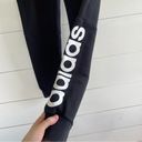 Adidas  Essentials Black White Spellout Linear Sweatpants Photo 2