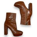 Michael Kors  Brown Leather Frenchie Platform Bootie Heeled Ankle Boots Photo 4