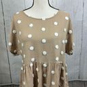 Bohme  Women’s Blouse Bohemian Tan Beige Textured Woven Dots Photo 2