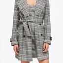 Banana Republic NWT  Large  Plaid Trench Coat Black/White/Yellow Plaid Commute Photo 0