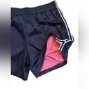 Champion  Blue Mesh Shorts w/ Pink Lining & Drawstring Waist, White Side Stripes Photo 1