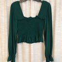 BP Evergreen Smocked Cropped Peplum Top Photo 5