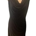 White House | Black Market WHBM SZ 8 Women’s Black Draped Jersey Shirred Dress Buttons Closet Staple LBD Photo 0