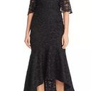 Lee NWT SAU  Lace Off Shoulder Cocktail Black Asymmetric Midi Dress Sz 4 Photo 0