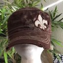 2000s y2k chocolate decal studded rhinestone fleur de lis hat cap Photo 0