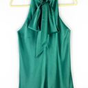 Ramy Brook Lori Green Stretch-Silk Satin Sleeveless Tie Neck Top XS Quiet Luxury Photo 5