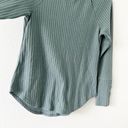 Chaser Blue Waffle Knit Thermal Button Long Sleeve Tee Shirt Tunic Top Photo 3