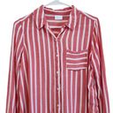 Abound  Urban Outfitters Striped Coral Pink Button Up Long Sleeve Shirt Top Small Photo 2