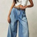 Free People  Equinox Denim Trousers Lake Life Blue 29 Wide Leg Jeans Slouchy Photo 10