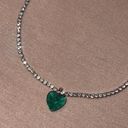 Green Heart Pendant Rhinestone Necklace Photo 5