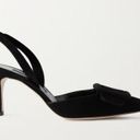 Manolo Blahnik  Maysli 70 Buckled Suede Slingback Pumps in Black Photo 2