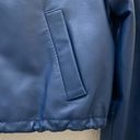 BCBGMAXAZRIA  Blue Cropped Hooded 100% Leather Jacket Size XS Photo 11