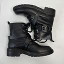 All Saints Size 36 5 Combat Boots Black Leather Criss Cross Buckle Strap READ Photo 2