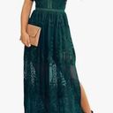 Green Maxi Short Sleeve Lace Dress Size L Photo 6