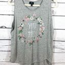 Mango MNG Grey/Floral Boho “You and Me" Graphic Tank Top Photo 0