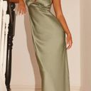 Peppermayo Teal Satin Maxi Dress Photo 0