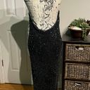 Scala Silk Sequins Vintage Embellished Halter Beaded Open Back Photo 4