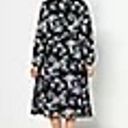 Jason Wu J  Long Sleeve Chiffon Duster Dress Women's Medium Black Blue Floral Photo 1